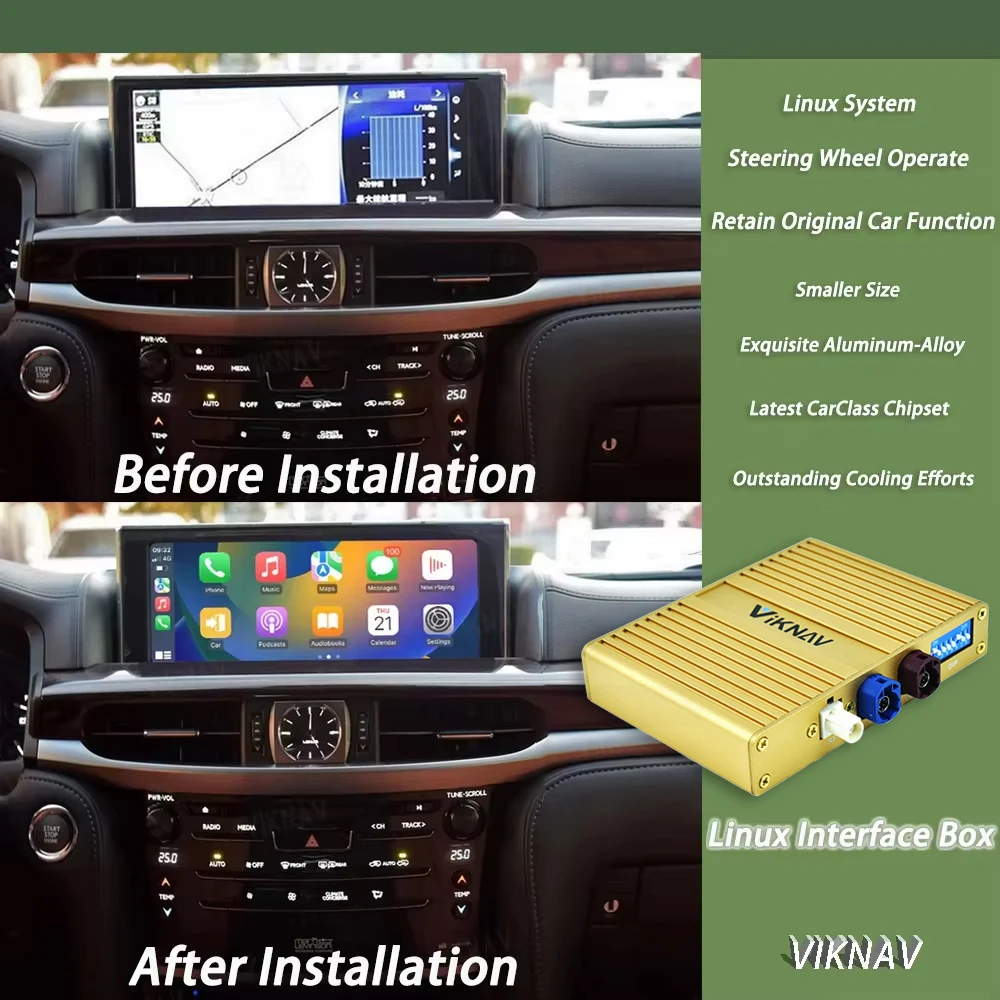 Viknav Linux System Decoder Box For Lexus LX570 2016 2017 2018 2019 2020 2021 GPS Navigation Linux Interface Multimedia Player