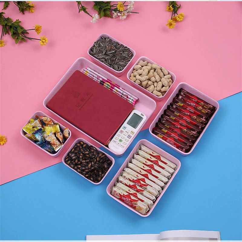 Sundries Makeup Storage Box Office Stationery Drawer Organizer Desktop Snacks Food Container Tool ,7Pcs/Set