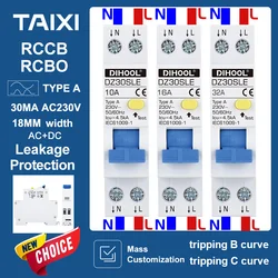 Mini RCBO 1P+N Type A Residual current differential automatic Circuit breaker 10A 20A 25A 32A 40AOver Current Leakage Protection