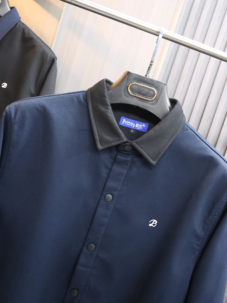 

Retro Japanese Sle Loose Fit Pure Cotton Long Sve irt Casual Contrast Color Collar Men's Jaet Coat Comfortable Breat...