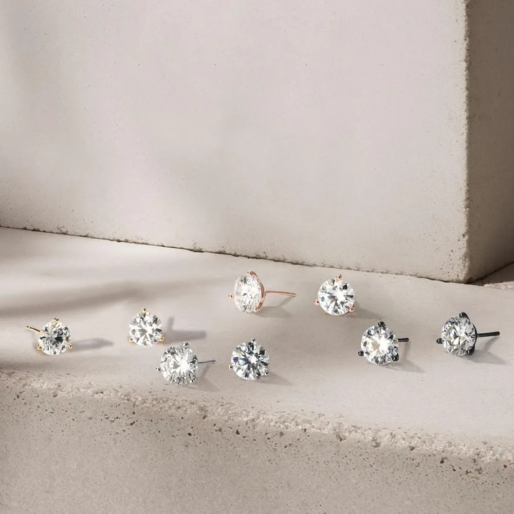 أقراط مويسانيتي 0.2-4 قيراط، لون D، وضوح VVS1، مختبر تم إنشاؤه للنساء والرجال، ذهب أبيض عيار 14 قيراط، ذهب أصفر، تشغيل ذهبي وردي