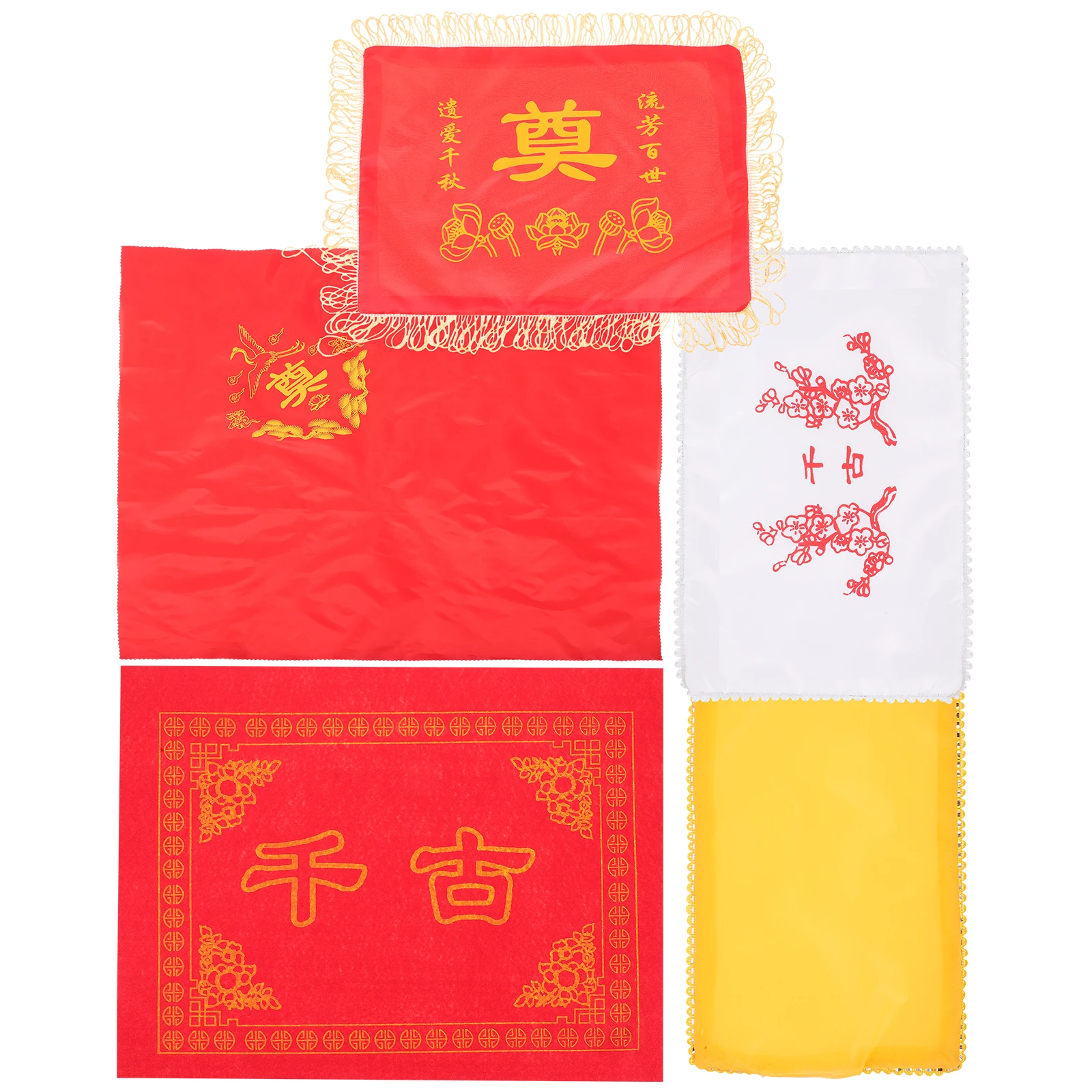 

5 Piece Kit Casket Cloth Covers Funeral Kit Pouch Long Carpet Funeral Supplies Set Ashes Urn Cloth Covers With Pouch Practical