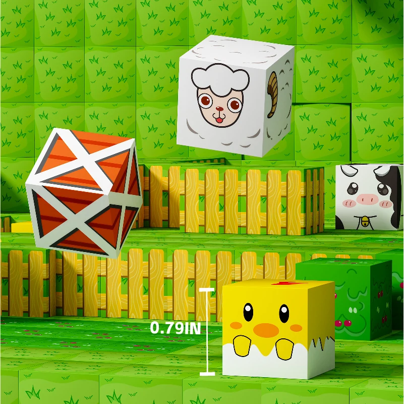 موضوع المزرعة الحسية مونتيسوري التراص مكعبات البناء مجموعة المغناطيسي اللبنات المغناطيس مكعب الألغام مجموعة اللعب هدية عيد ميلاد #5