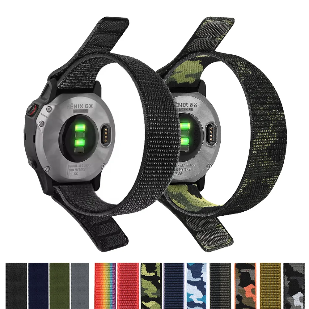 26mm 22mm Hook Loop Nylon Watch Strap For Garmin Fenix 8pro E 7 7X 6X Pro/Enduro 3 2/instinct 3 2X Quick Release Bracelet Correa