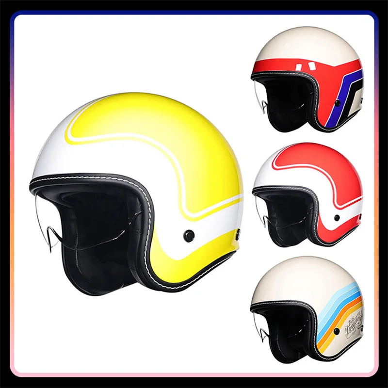 

DOT Approved Jet Helmet Retro Open Face Motorcycle Helmet Men Women 3/4 Open Half Helmet for Moto Pilot Moped Cascos Para Motos