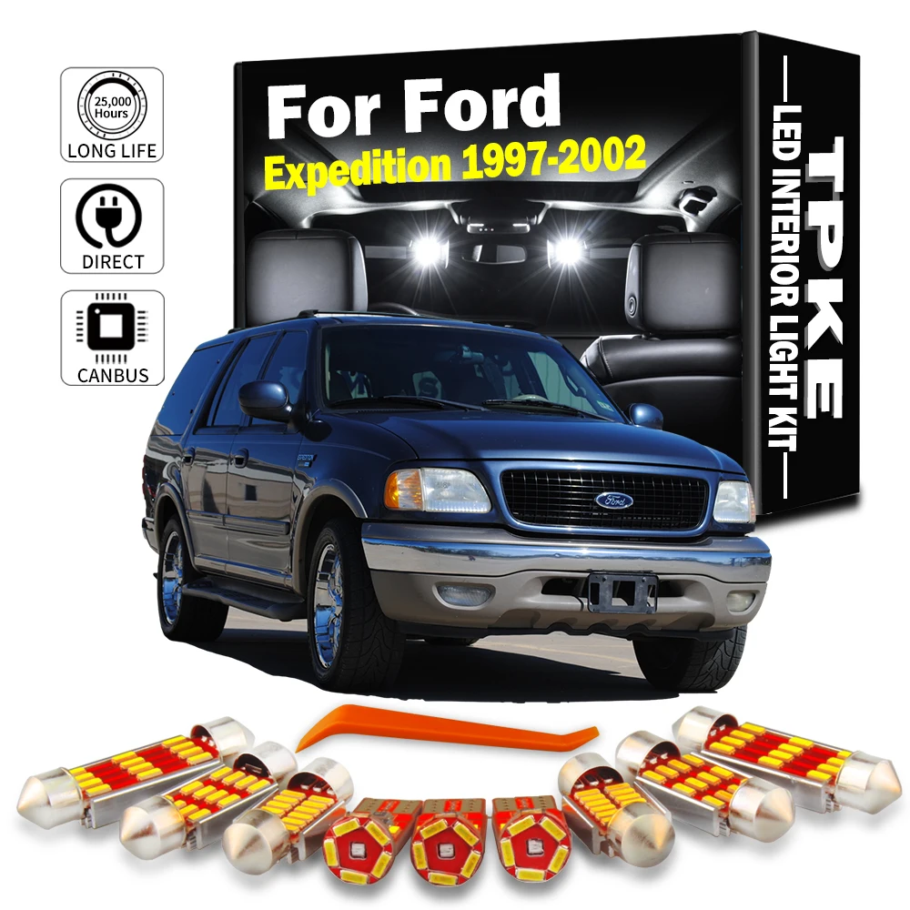 TPKE 16Pcs LED Interior Map Dome Vanity Mirror Door Light Kit For Ford Expedition 1997 1998 1999 2000 2001 2002 Car Accessories