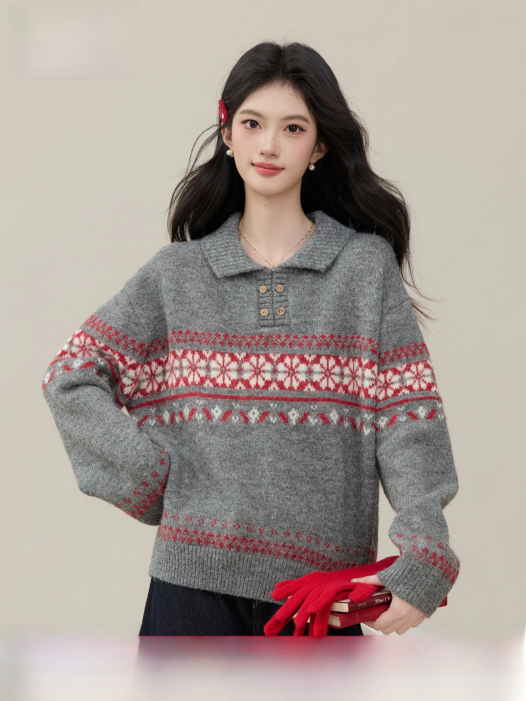 

Женский вязаный свитер Lingjiu: повседневный, свободный, дышащий, нелиняющий, модный, весенний, комфортный.