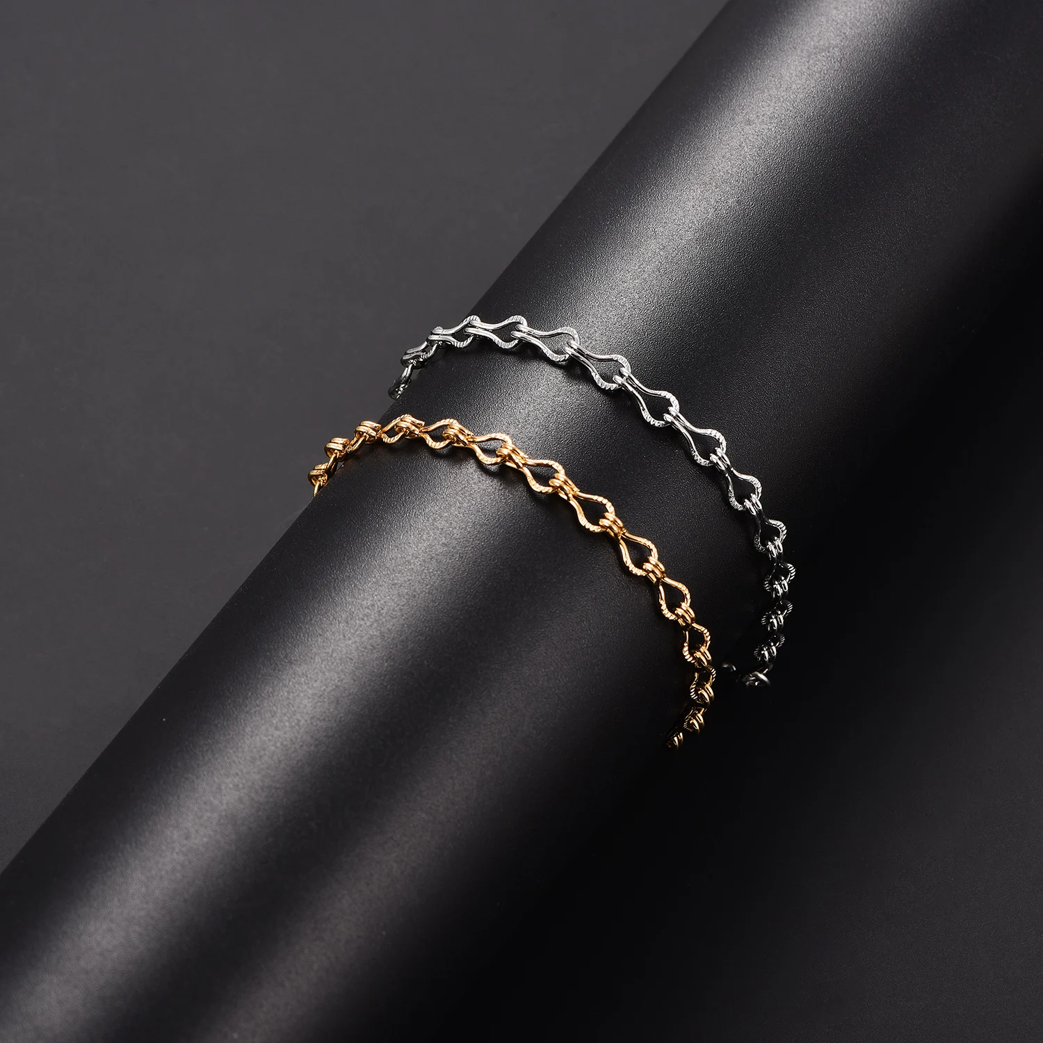 Silber/Goldfarbene Rolo-Langkette aus poliertem Edelstahl, anlaufgeschützte Gliederkette, Metallschmuck, Geschenk für Frauen und Mädchen – Detail 6