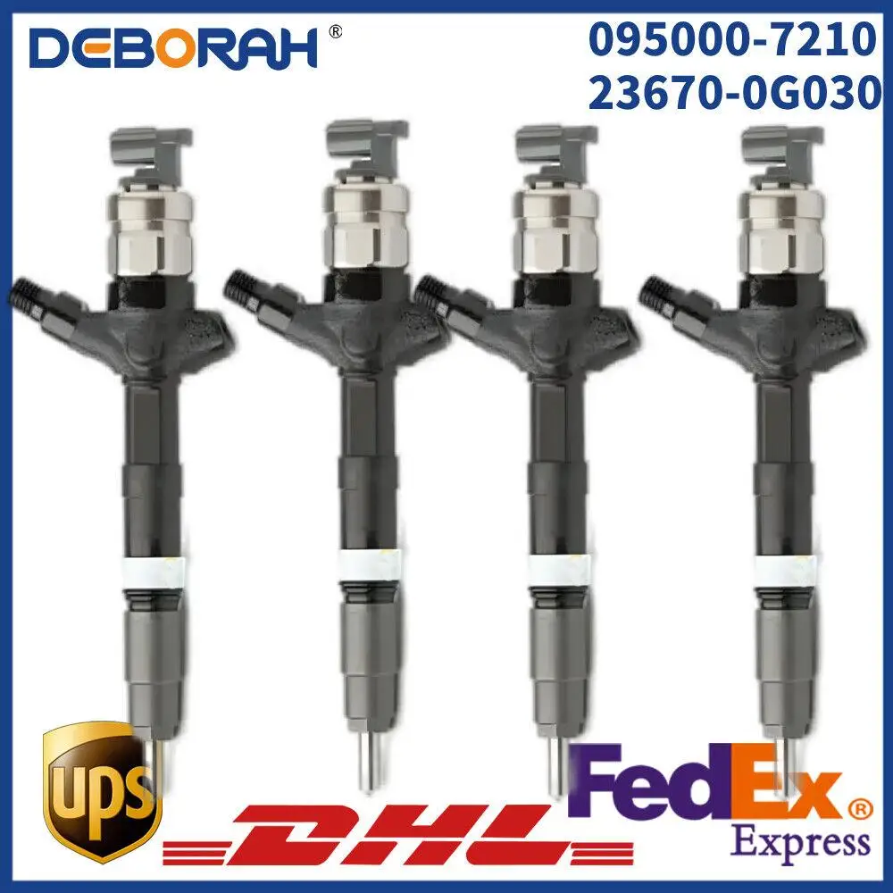 4X Diesel Fuel injector 095000-7210 23670-0G030 For Toyota Engine RAV-4 2.0 D4D