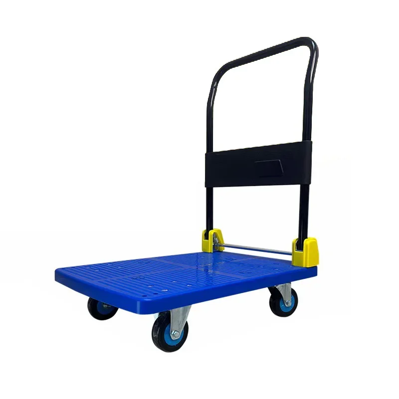 

Silent , logistics express supermarket pulling goods, flat folding trailer, four-wheel trolley handling