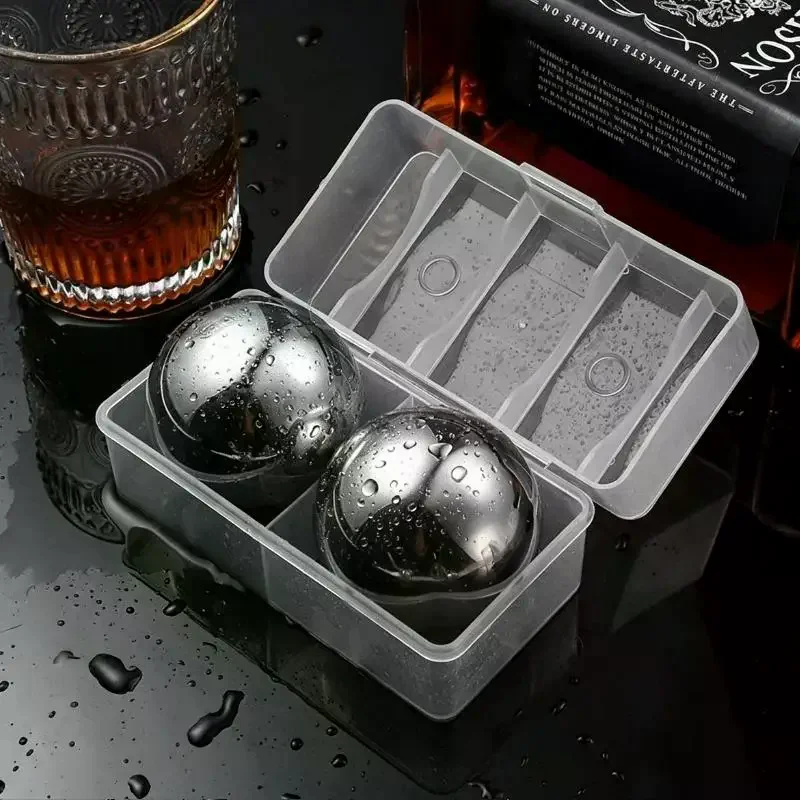 Premium Quality Reusable Stainless Steel Ice Cubes 38/55MM Round Metal Cooling Balls Set for Bar Home Use