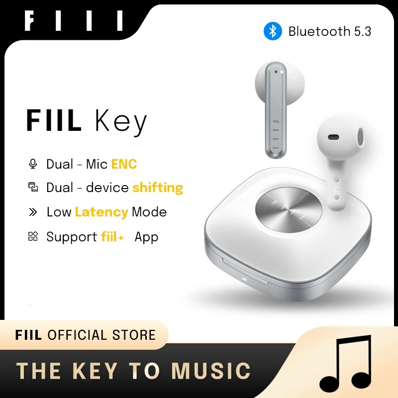 English Version FIIL Key Bluetooth 5.3 Wireless Headphones TWS Dual-Mic ENC Earbuds Low Latency Mode  Earphones