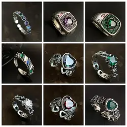 XIYANIKE Vintage Geometric Zircon Open Finger Rings For Men Women Fashion Jewelry Gift Party Hip Pop кольцо женское