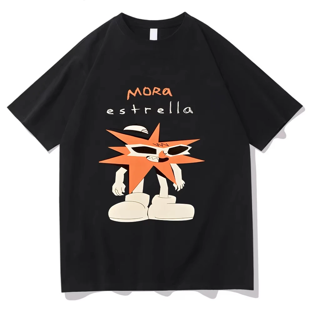 Mora Estrella One Sided T-shirt Cotton Unisex Garment Oversized Fashion Versatile Tee Shirt Harajuku Design Casual Tops Clothes