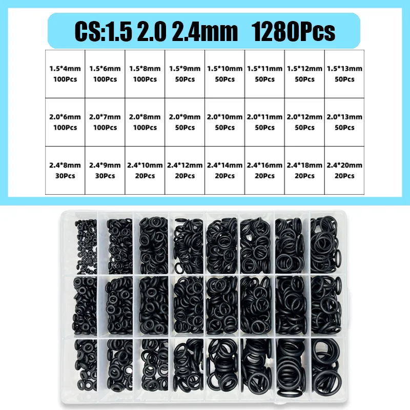 1400-100 Stück O-Ring Gummidichtungen Dichtungsring Set Nitrilkautschuk Hochdruck O-Ringe NBR Dichtung Gummiband O Gummiringe Set – Detail 7
