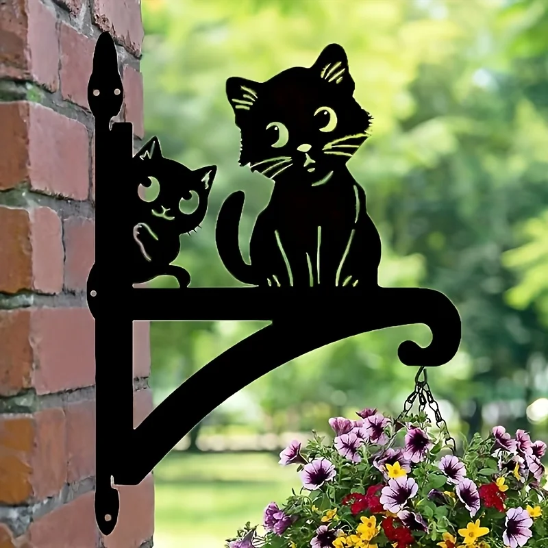 

Metal European-Country-Cute Cat Silhouette-Heavy Duty Wall Mounted Flower Pot Hanging Bracket-Multifunctional Hanging Bracket