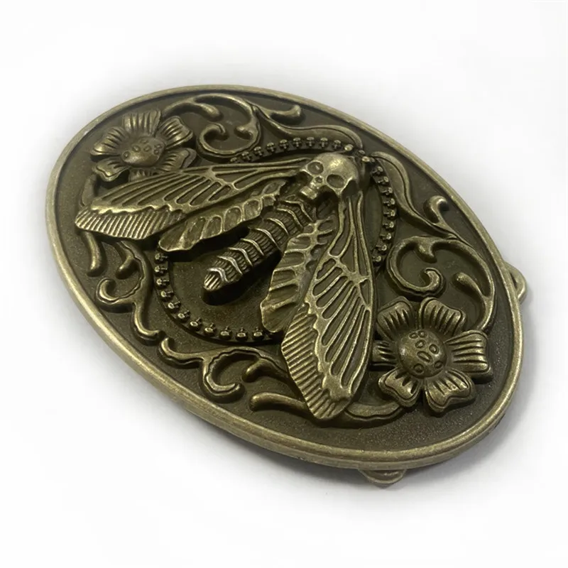 Western Cowboy Moth Skull Gürtelschnalle – modisches, einzigartiges Design-Lederaccessoire für Herren