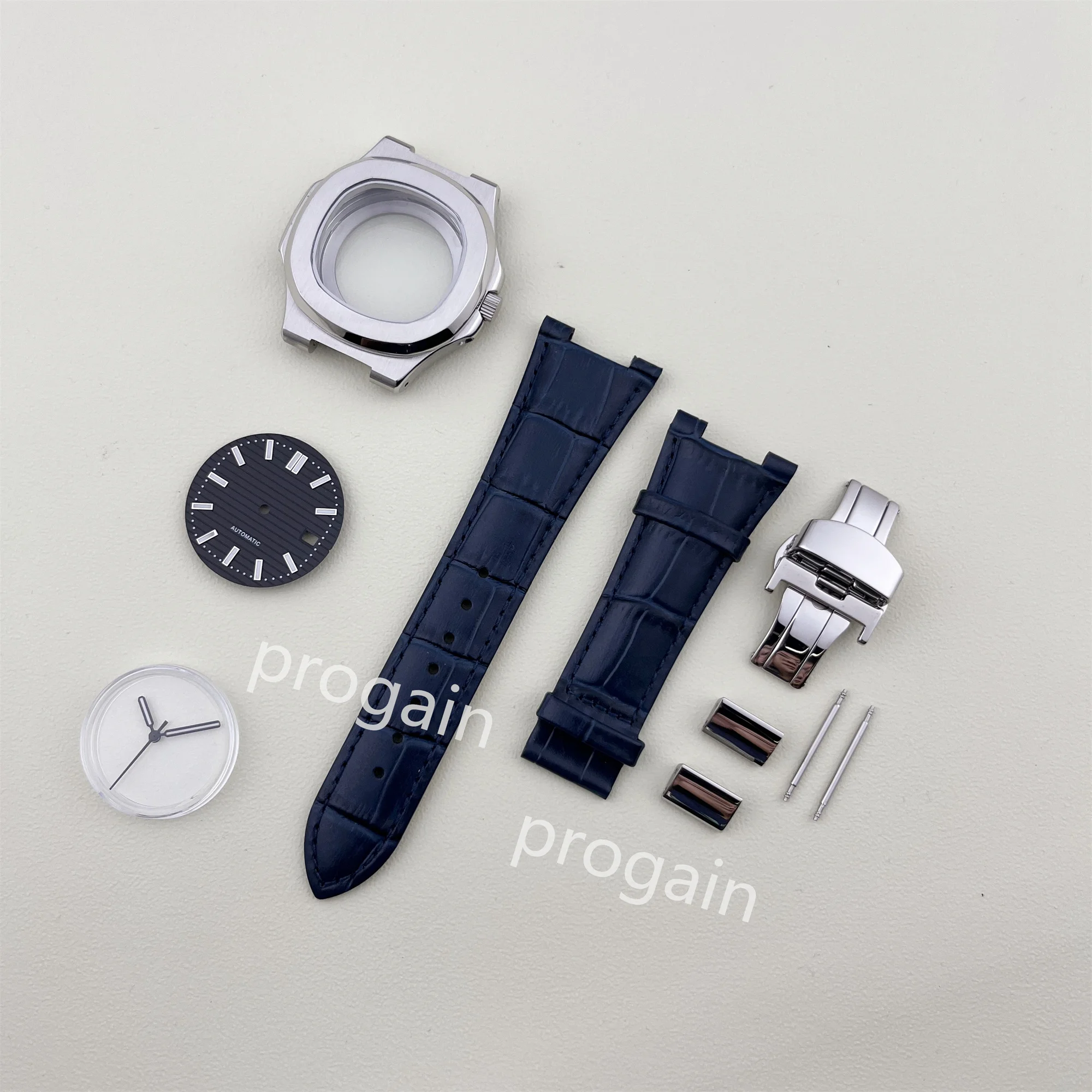 

NH35 Case Dial Genuine Leather Strap Sapphire Glass 10ATM Waterproof Watchcase for Nautilus NH35 Movement Stainless Steel Case