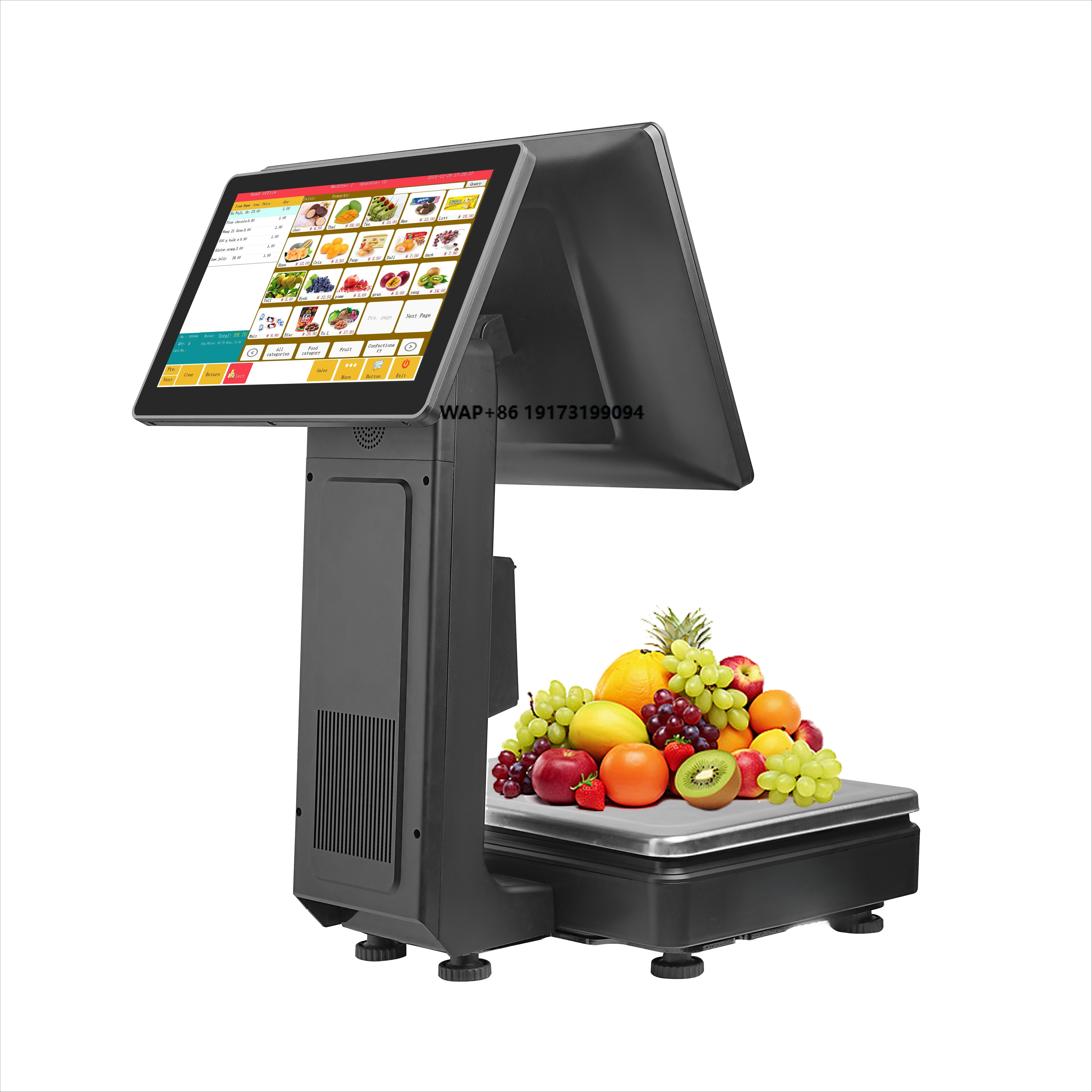Supermarket Best 15Kg All in One 15.6 Inch Ai Touch Screen Android Pc Pos Cash Register Scale With 58Mm Thermal Printer