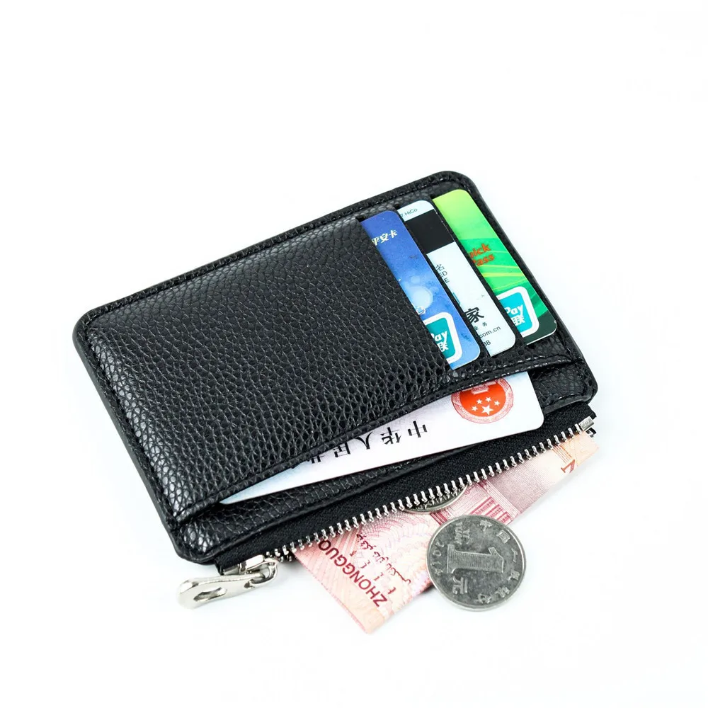 Mini Business Zipper Card Bag for Men, ID Bank Purse, Organizador de Crédito, Portátil, Pequeno, Ultra Fino, Curto