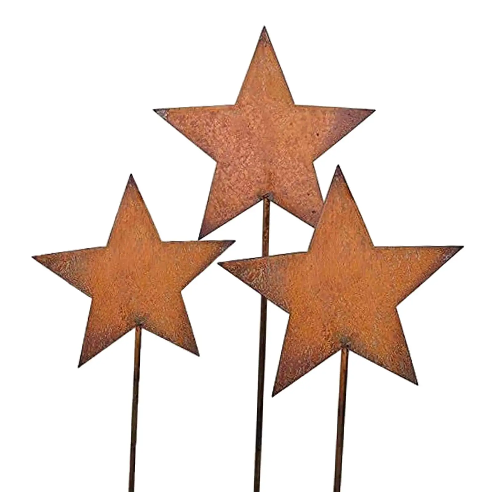 3 Pieces Decorative Garden Stakes Garden Decor Yard Art, star shape, Metal Garden Silhouettes for Outside