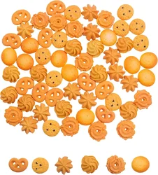 60Pcs Mini Fake Cookies Artificial Pastries Food Fake Biscuits Model for DIY Craft Home Kitchen Decor