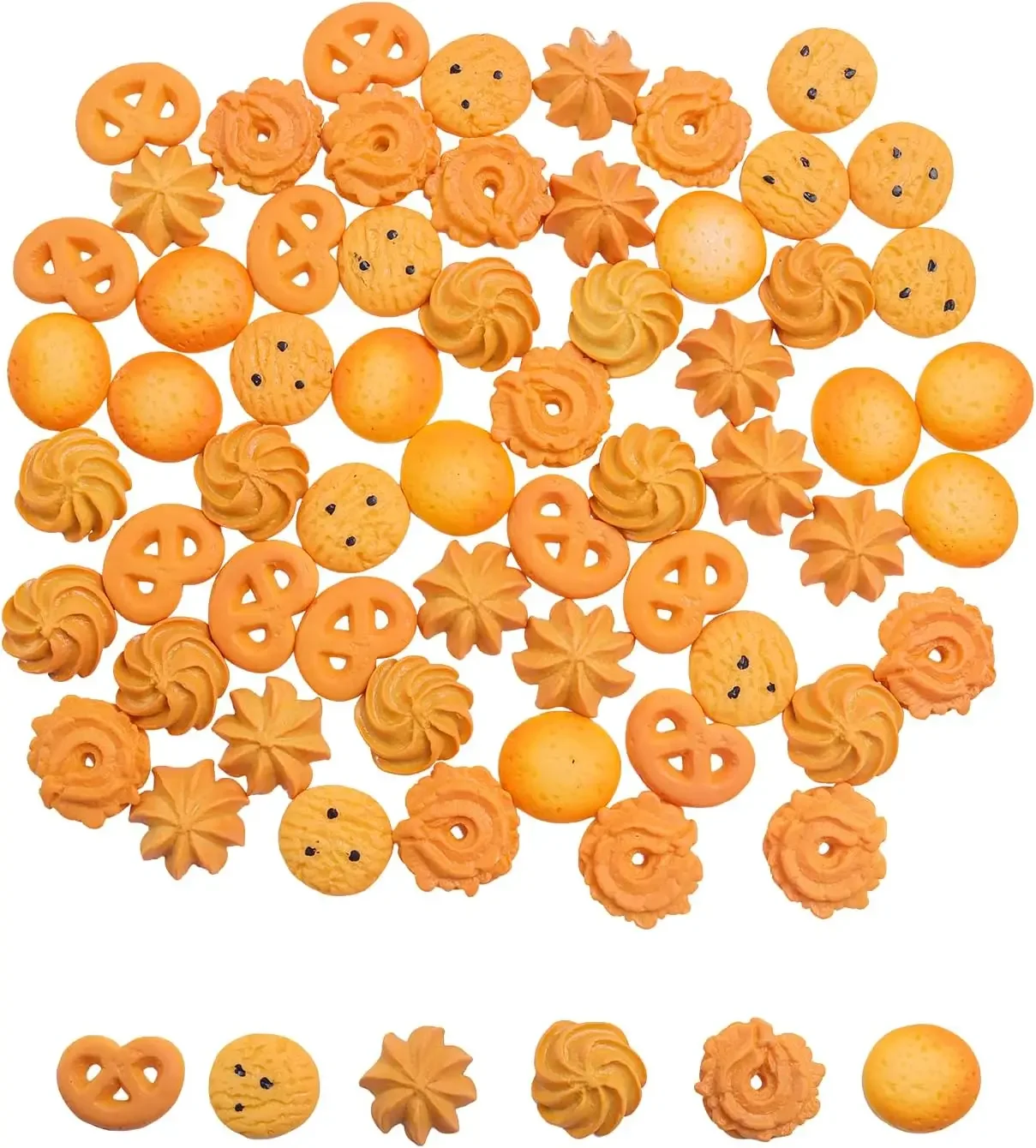 DIY 공예용 미니 가짜 쿠키, 인공 페이스트리 음식, 가짜 비스킷 모델, 가정 주방 장식, 60 개