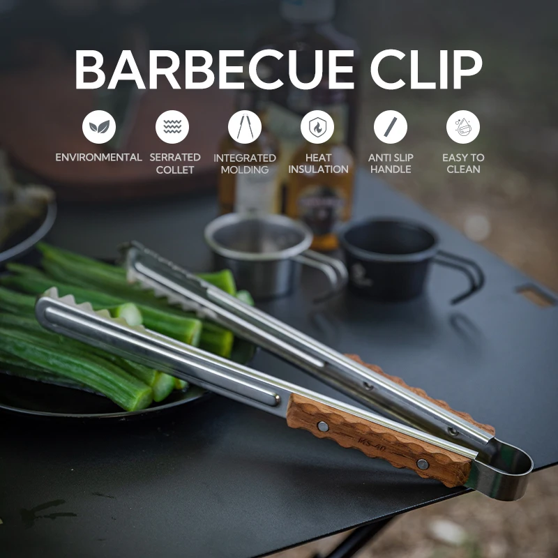 

CAMPINGMOON Camping Kitchenware Cookware Serving Tongs Barbecue Clip Clamps Bbq Food Tongs Stainless Steel Bbq Food Clip Clamps