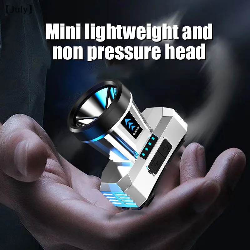 ไฟหน้า LED ที่มีประสิทธิภาพแบบชาร์จไฟได้ไฟหน้ากําลังสูงความสว่างสูงการชาร์จฉุกเฉินไฟฉายกลางแจ้งโคมไฟตกปลา