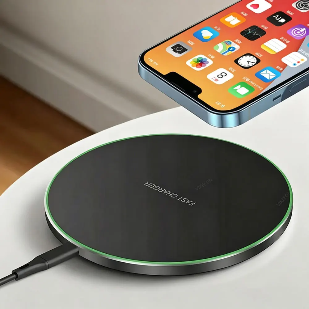 Leichtes kabelloses Ladepad für Schreibtisch – Schnelle Ladestation für iPhone 17 16 15 14 13 12 Pro Max, Samsung S25, Xiaomi Smartphones