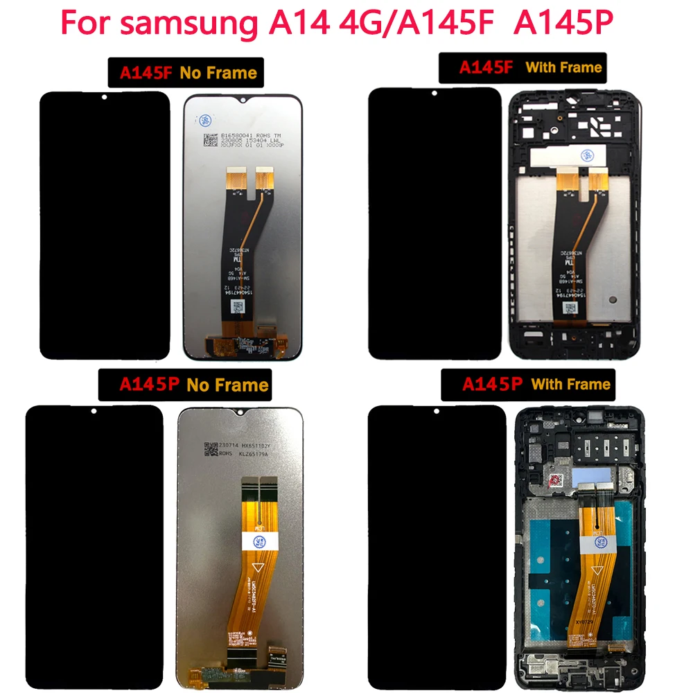 Peça de substituição do digitador do tela táctil, exposição do LCD para Samsung Galaxy A14, 5G, A146, A146B, A146P, A146U, 6,6\