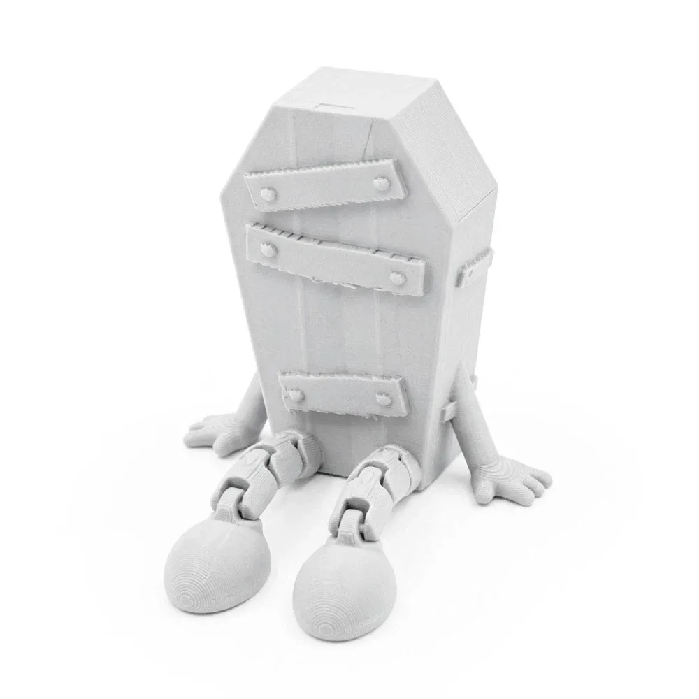 Funny 3D Printed Coffin Figurine Gothic Novelty Halloween Figure Ornament Unique Simulation Movable Joint Figurine Home Decor