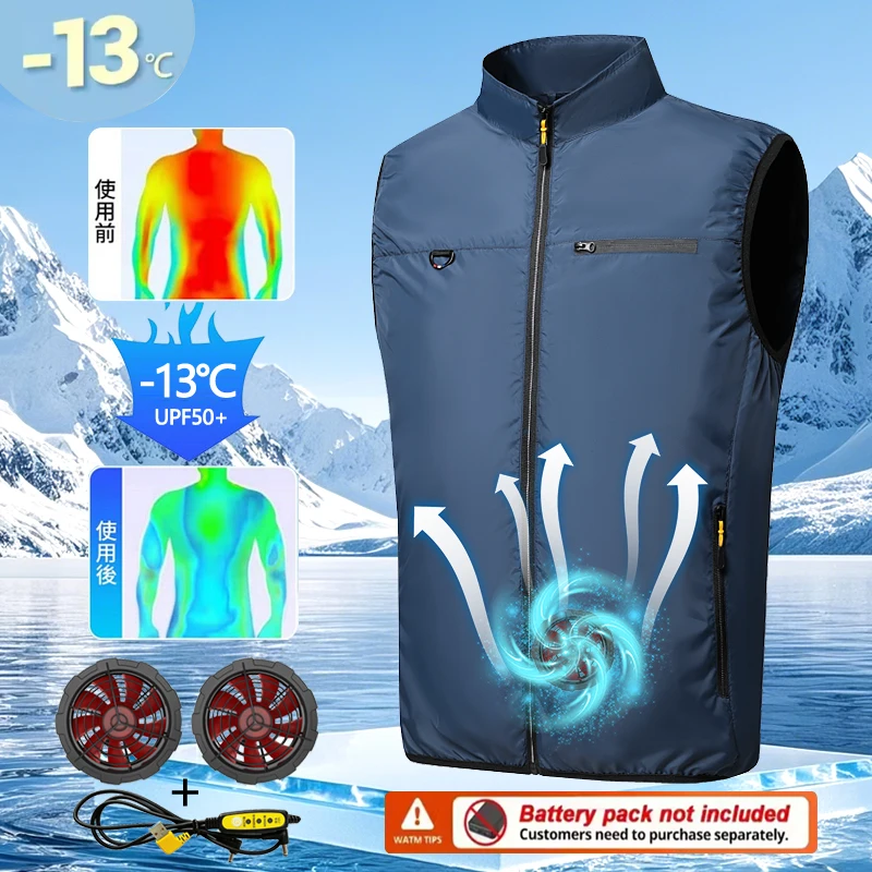 Summer Fan Suit with Two Fans, Cooling Vest, Fan-Cooled Workwear, Unisex Outdoor Casual Wear