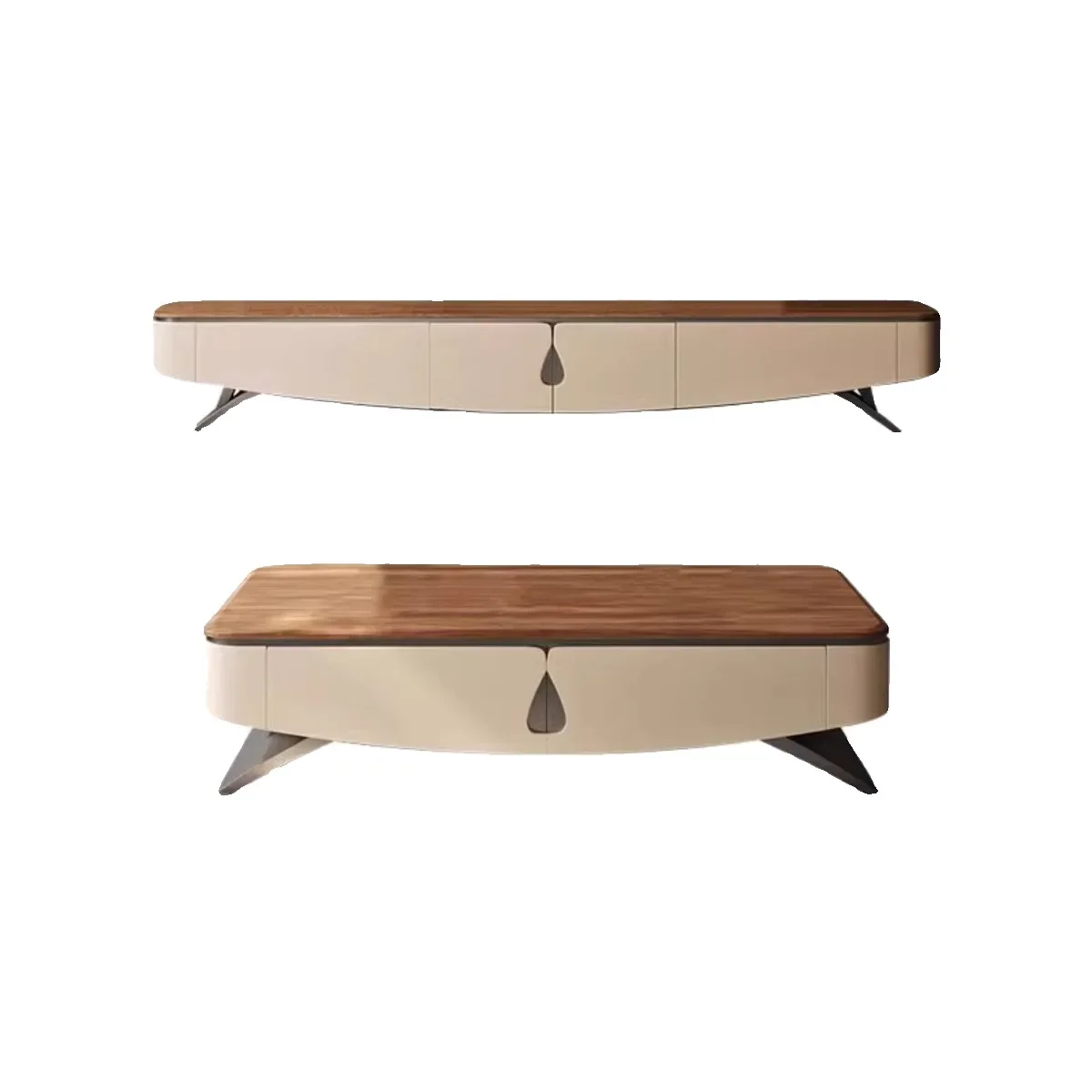 Italian minimalist light luxury solid wood coffee table TV cabinet simple modern high-end suspended creative water drop