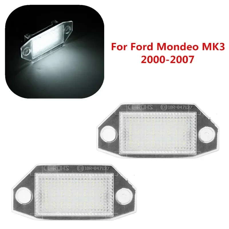 2Pcs 24 LED Car Number License Plate Lights Lamps White 12V For Ford Mondeo MK3 MKIII 2000-2007 4Door / 5Door