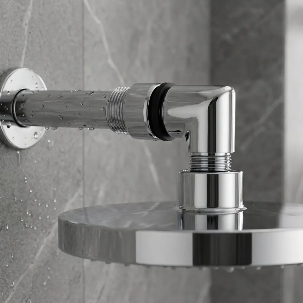 Space Saving 90 Degree Shower Adapter Brass Elbow Fitting with 360 Degree Rotation for Optimal Shower Coverage