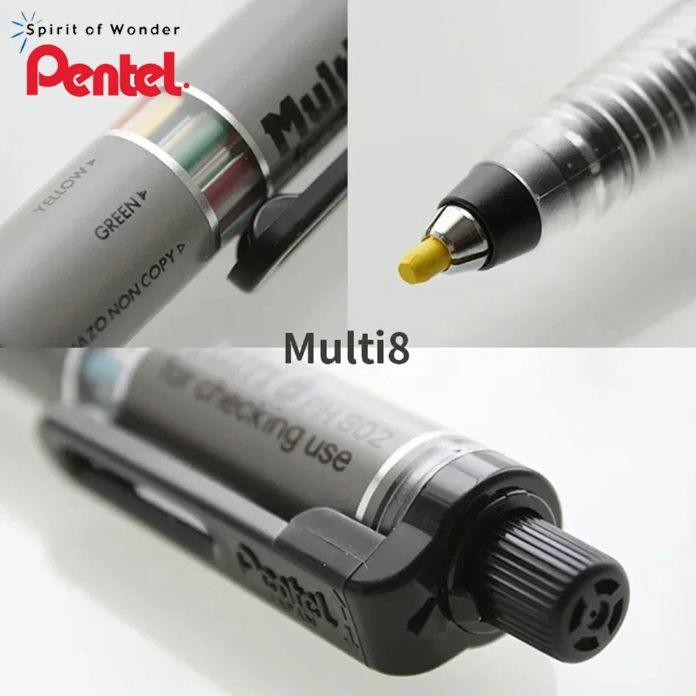 Japan Pentel PH803ST/PH802ST Multi+8 Mechanical Pencil 2.0mm Knock Type Colered Pencils Ballpoint Pen Refill 0.7mm School