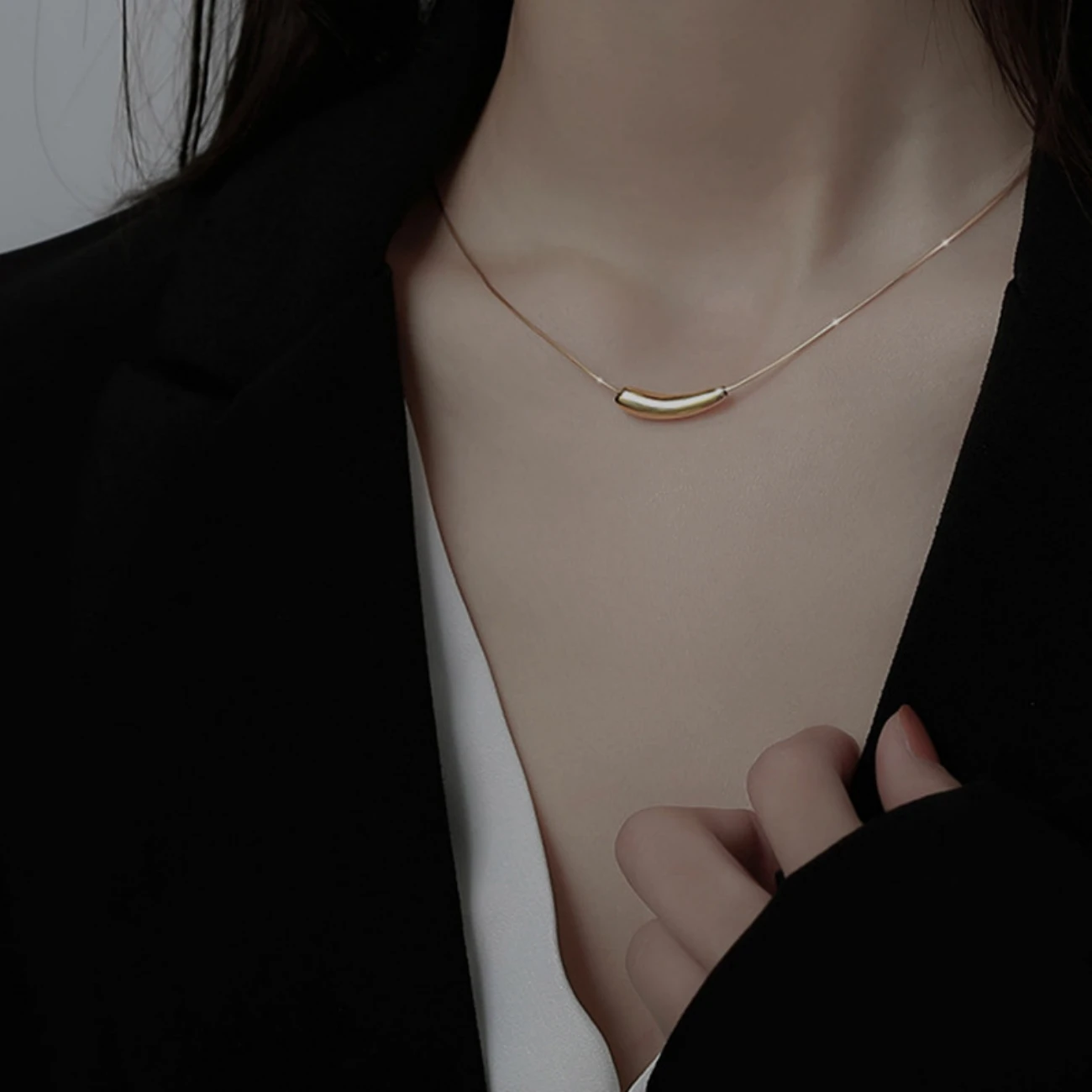 Simple ins necklace, versatile eggplant clavicle chain pendant, clavicle chain, internet celebrity personality necklace