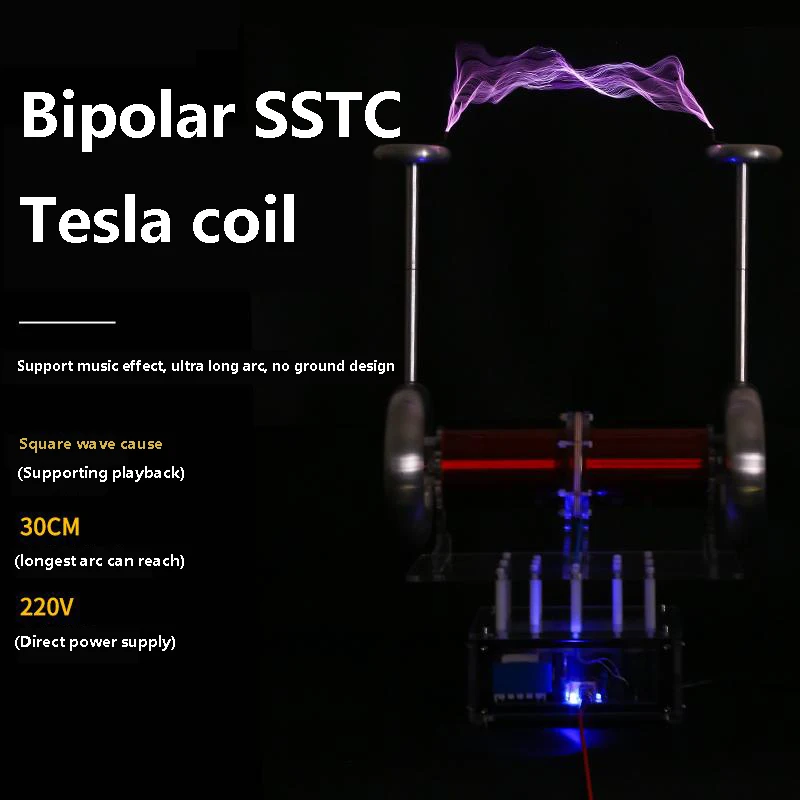 110V 220V Music Tesla Coil Bipolar SSTC Artificial Lightning Electromagnetic Storm Coil Finished Product