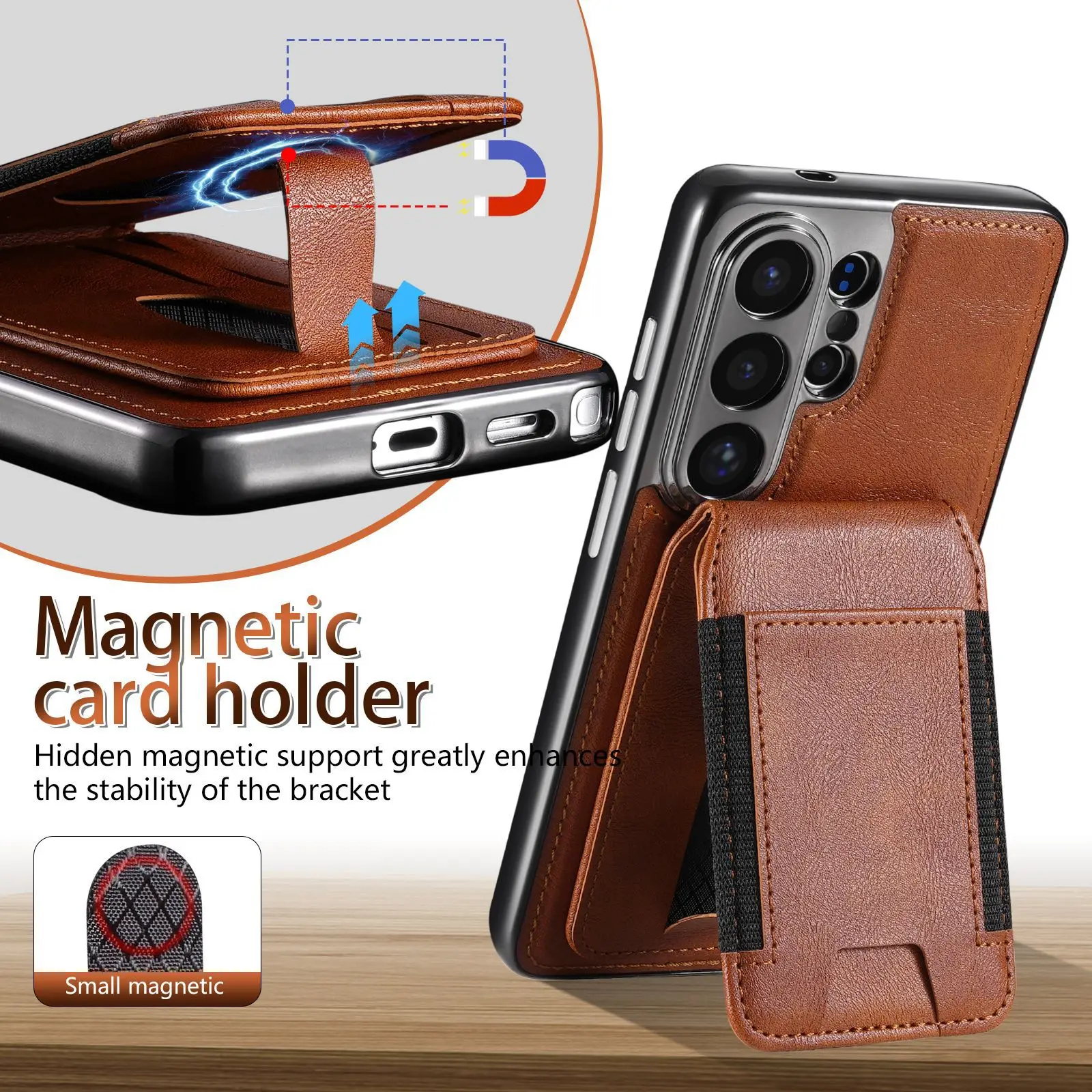 Applicable to Samsung S26 Ultra phone case, wireless charging magnetic suction card holder, S26 Plus business protection cover