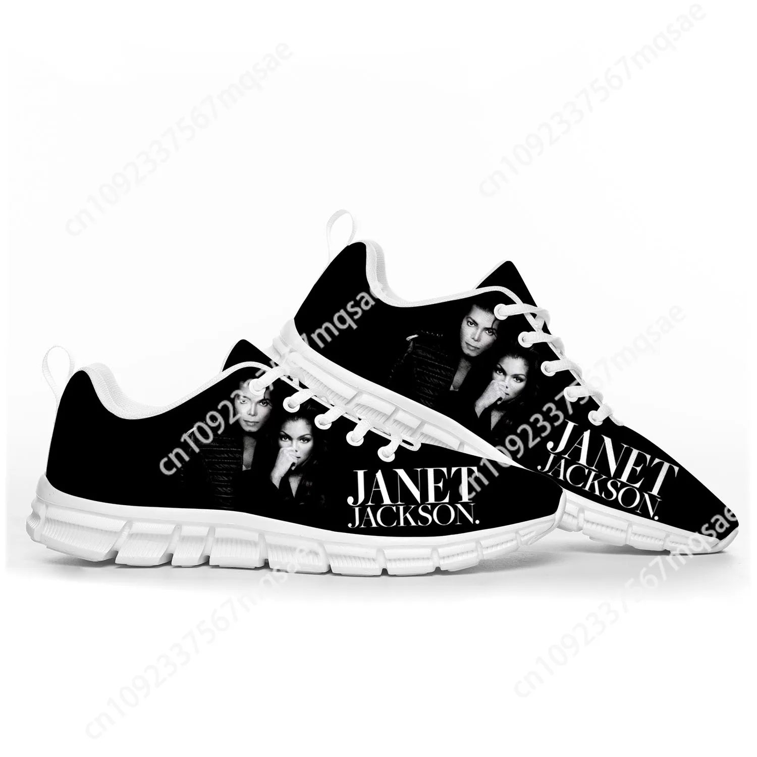 Janet Jackson Singer Pop Sportschoenen Heren Dames Tiener Kinderen Sneakers Casual Custom Hoge Kwaliteit Paar Schoenen Wit