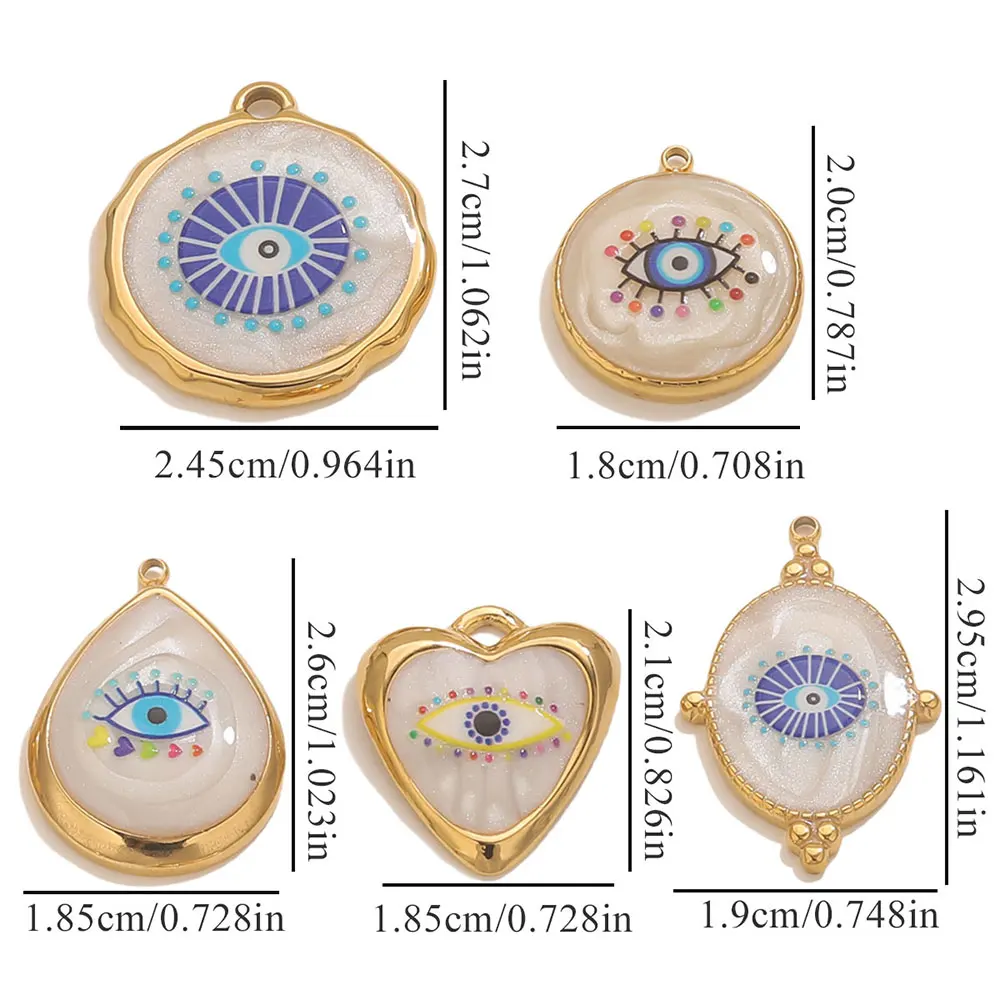 3PCS Stainless Steel Blue White Evil's Eye Charms Parts Jewelry Making Accessories Connector DIY Earring Bracelet Wholesale Cute view 3