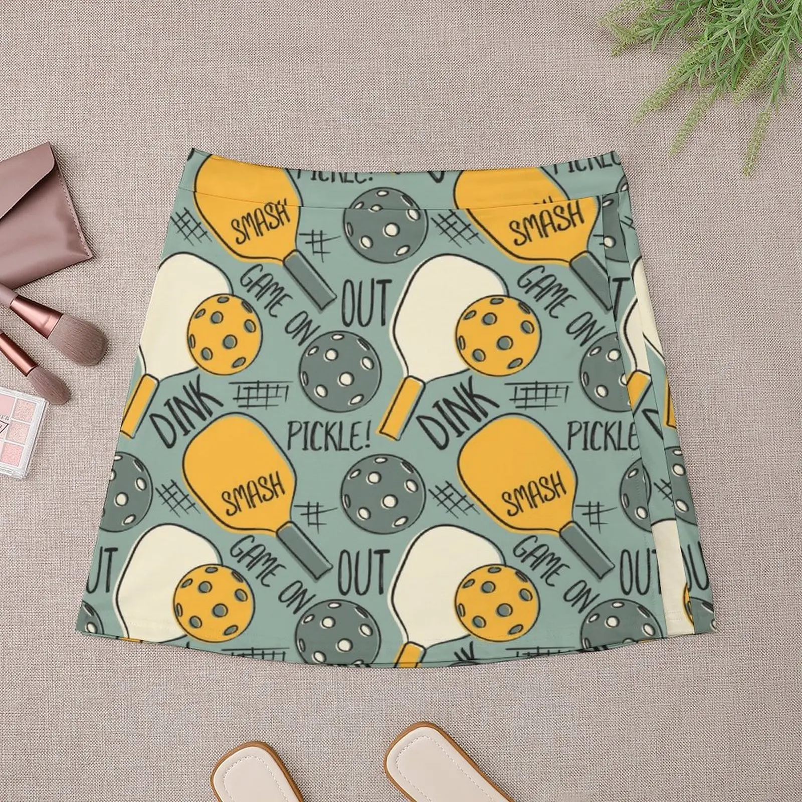 Pickleball Pattern Graphic Illustration Green and Gold Mini Skirt elegant party dresses for women 2023 korean skirt