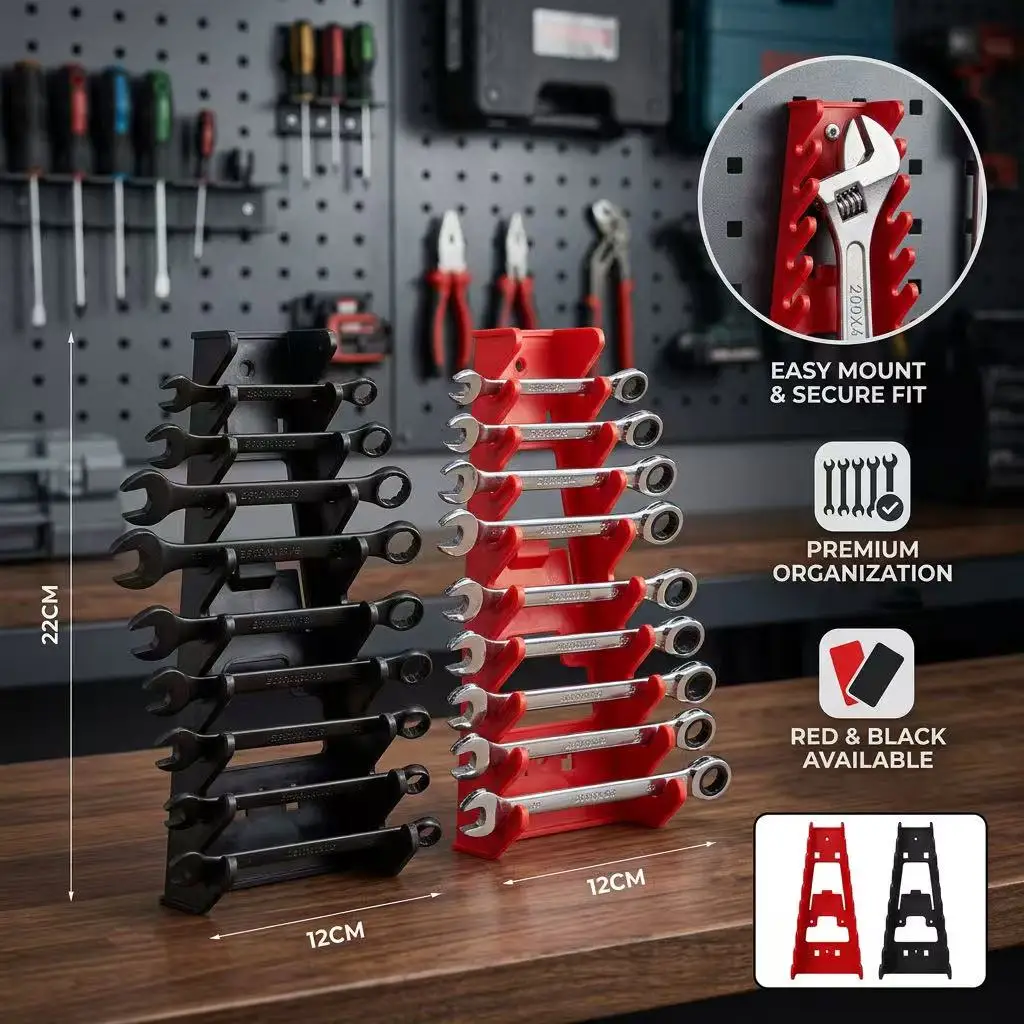 Red and black wrench storage rack rear wrench rack plastic tray sleeve storage tool rack classification finishing rack standard