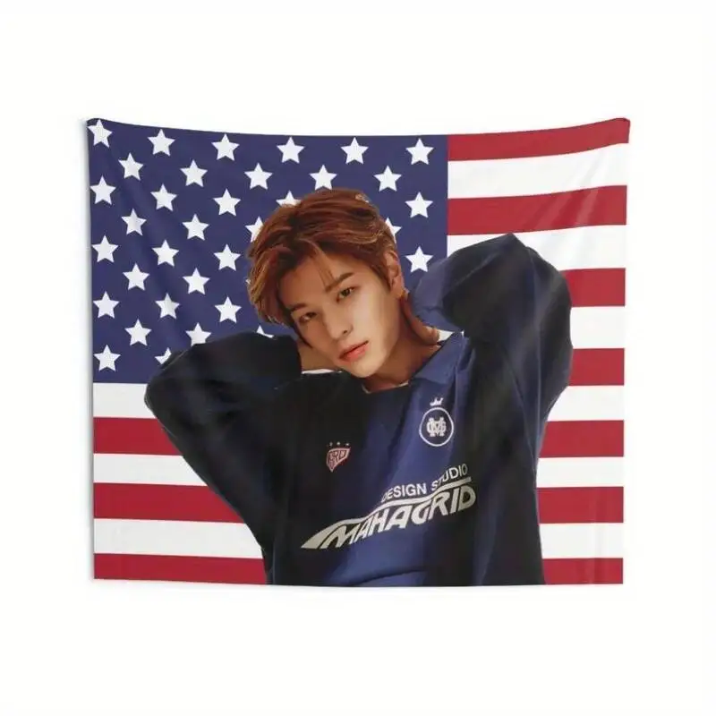 1Pc Skz Seungmin Kpop American Flag Tapestry Wall Hanging Horizontal Orientation Needed Home Decor