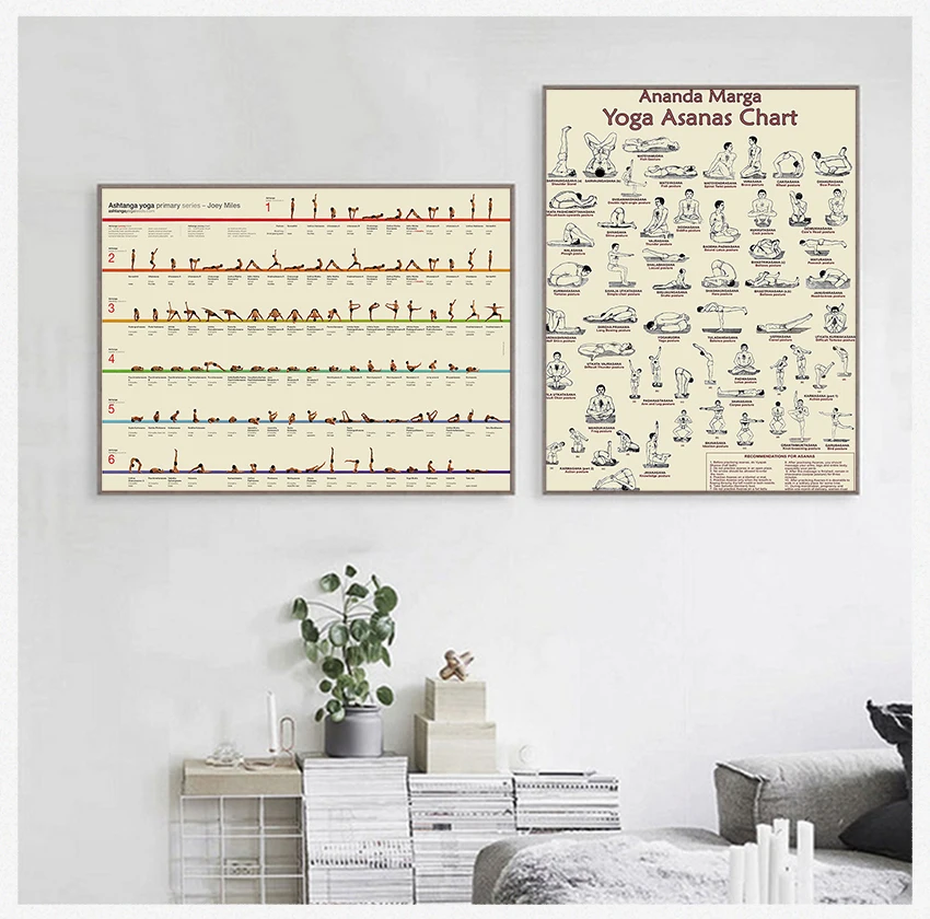 Cuadro decorativo artístico, pintura en lienzo para sala de estar, decoración del hogar, sin marco, Yoga, Ashtanga, serie primaria, carteles e impresiones de pared