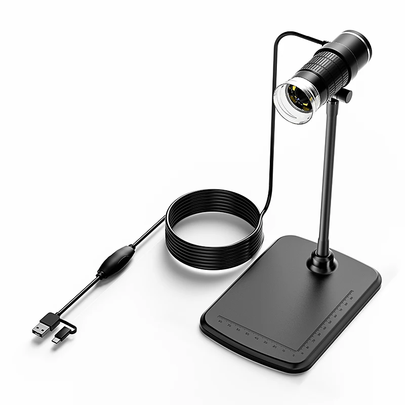Type-C Microscope Camera 50-1000X Digital Portable Video Microscope 8LEDs 3in1 USB-C Electronic Magnifier for Android Phones PC