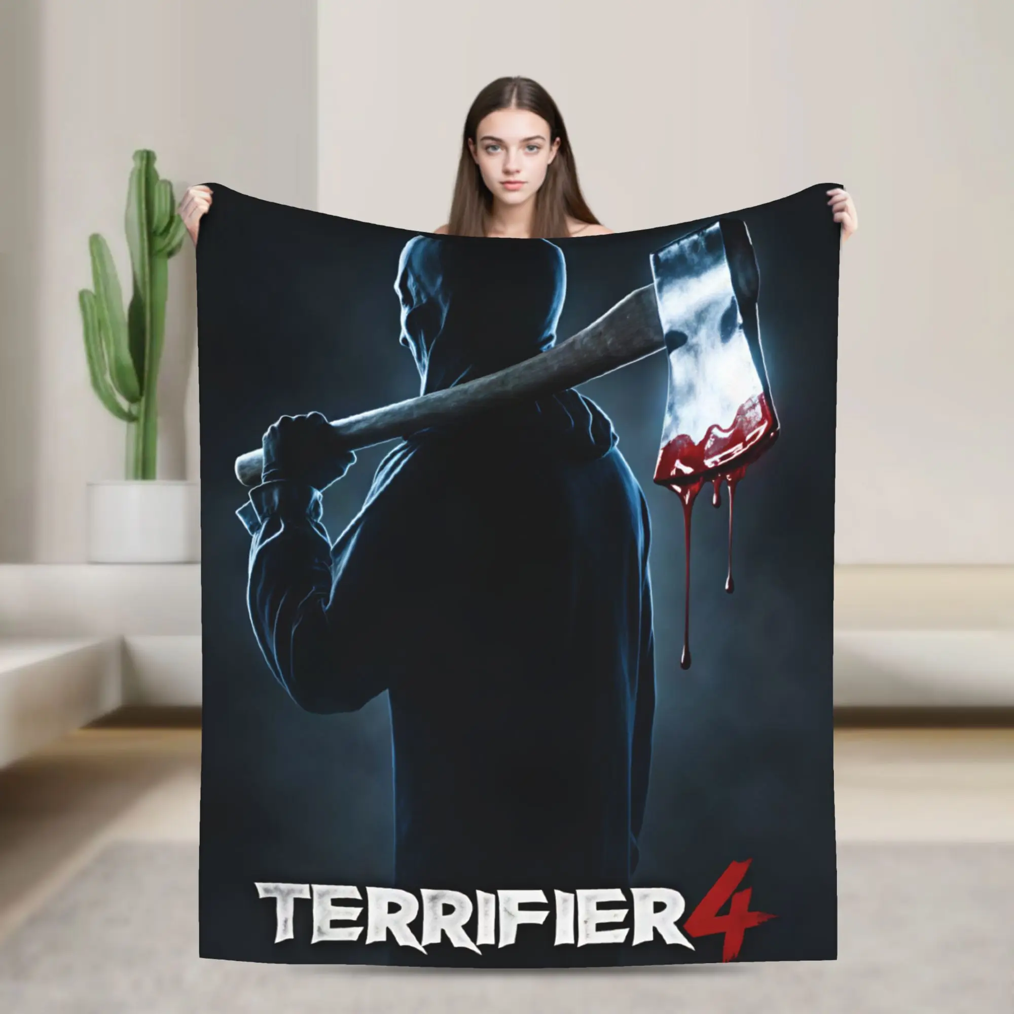 Terrifier 4 Halloween Plush Blanket Children Horron Flannel Throw Blanket For Home Decor Soft Warm Bedspread Birthday Gift