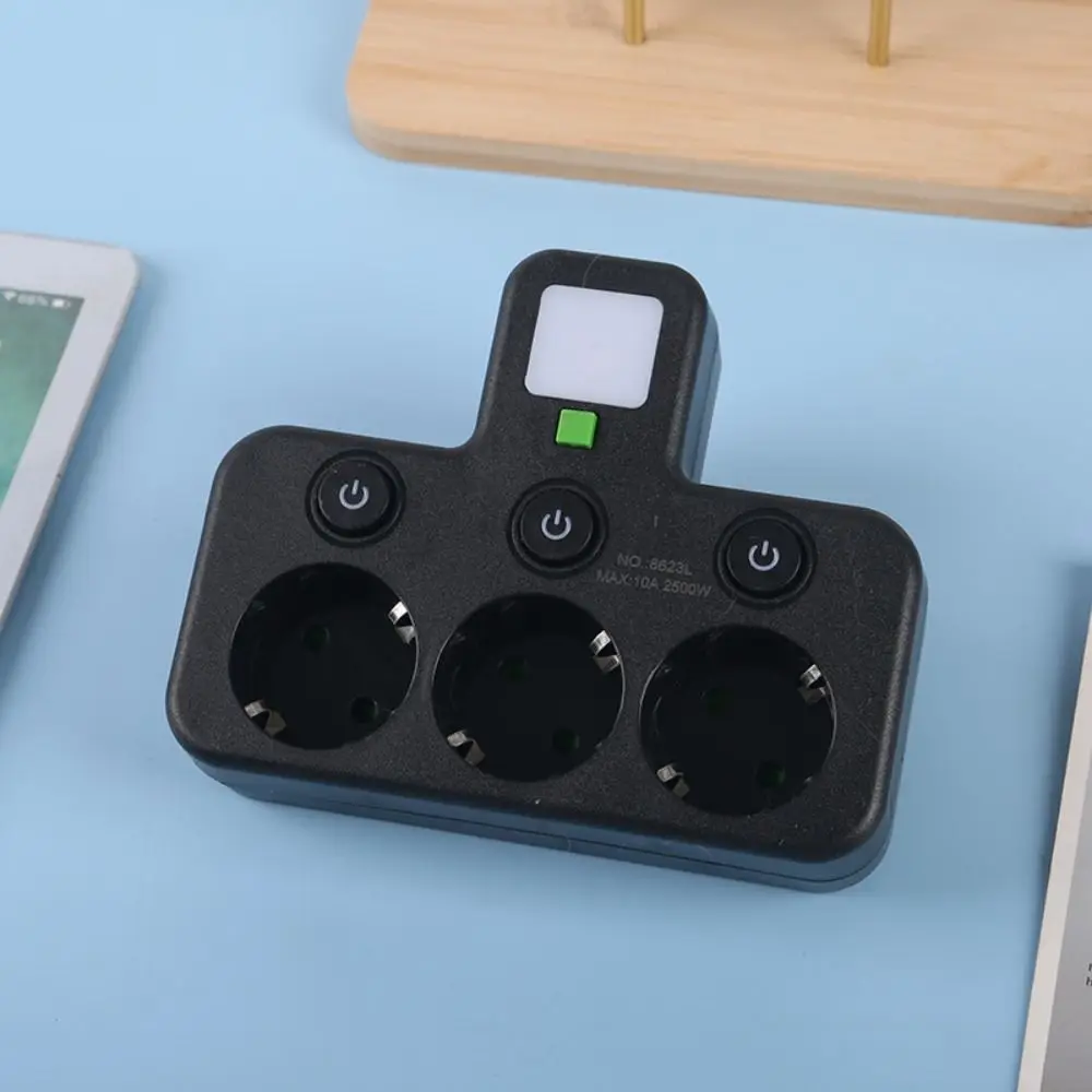 Wall Mounted EU Plug Outlet Independent Switch Multi-Outlet Wall Power with Night Light Switch Outlet Electrical Home Use