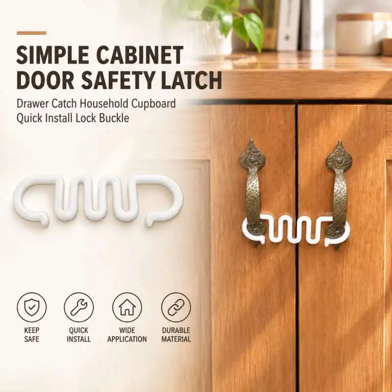 Simple Cabinet Door Safety Latch Drawer Catch Household Cupboard Quick Install Lock Buckle